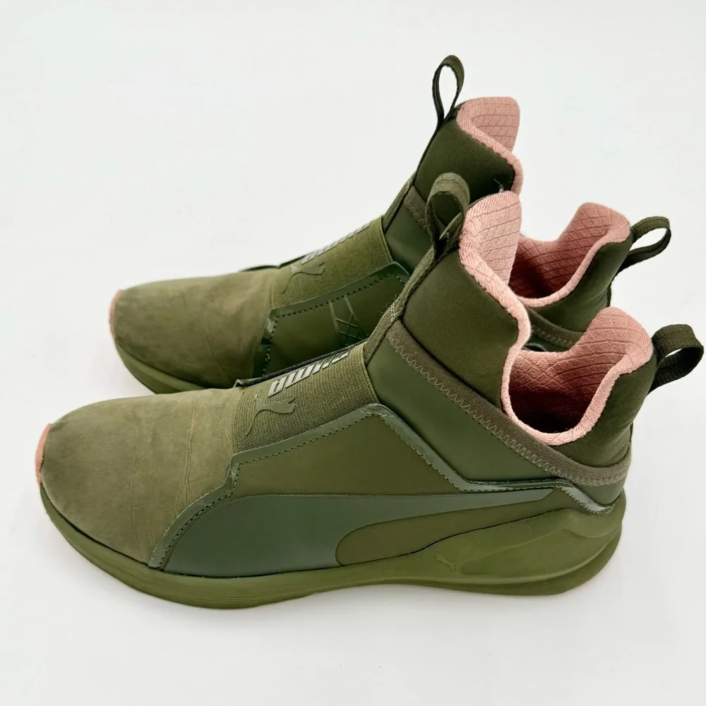 Puma Green Sneakers with Pink Highlights - Picture 2 of 9